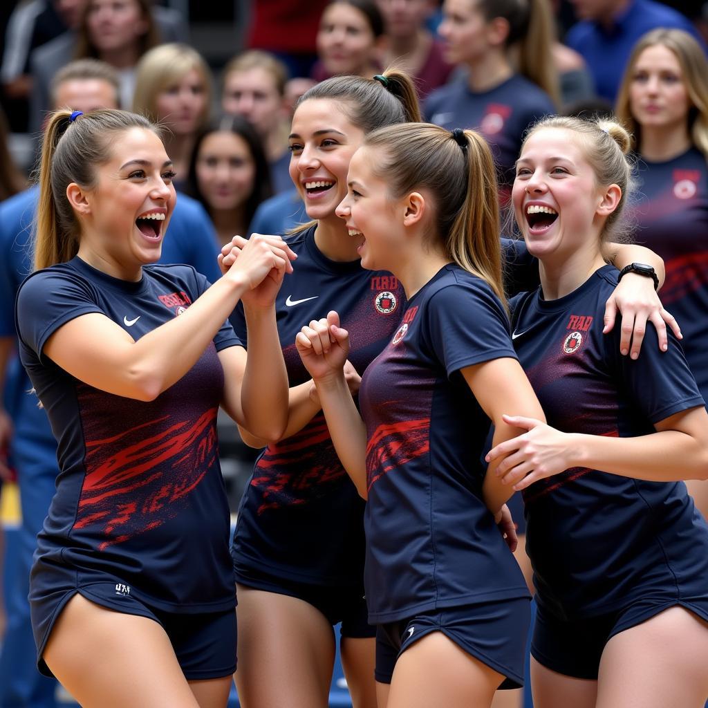 Color Guard Team Celebrating a Victory