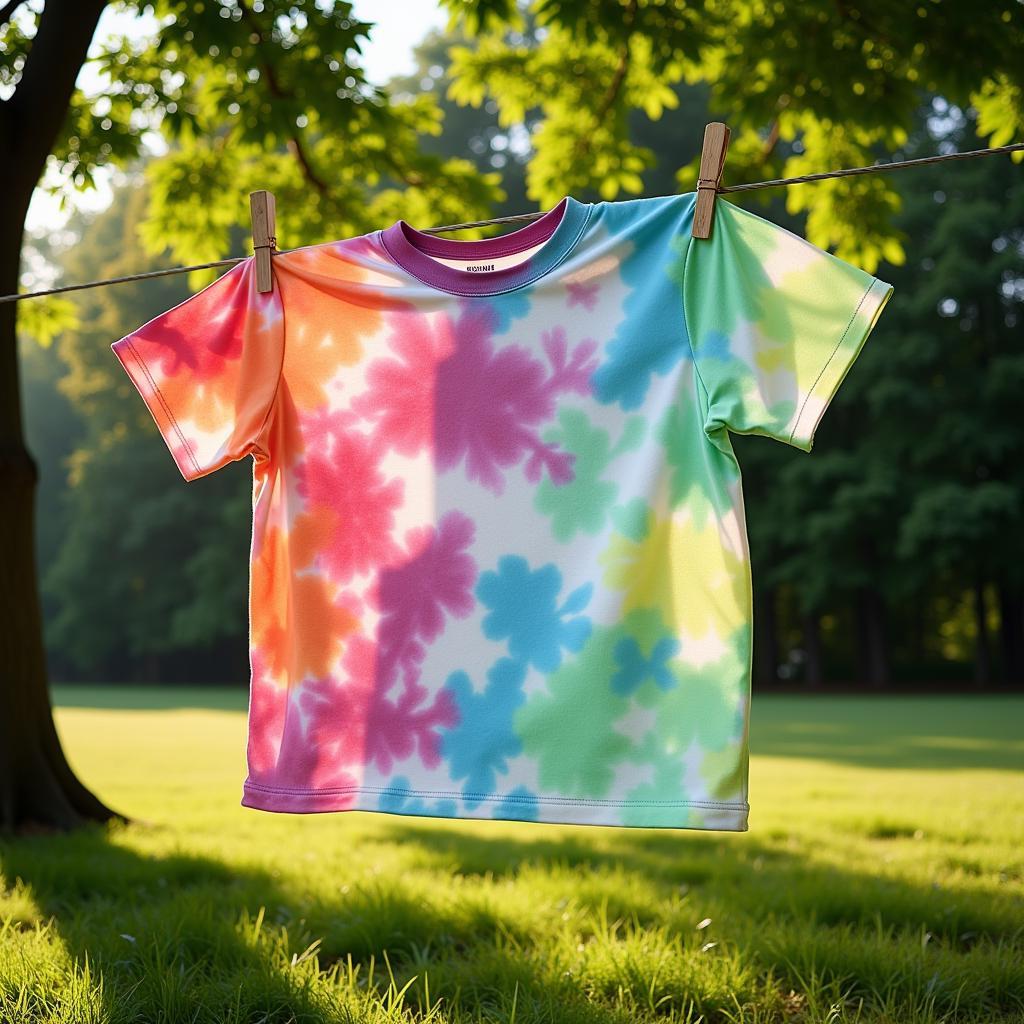 Color Run Shirt Drying on Clothesline