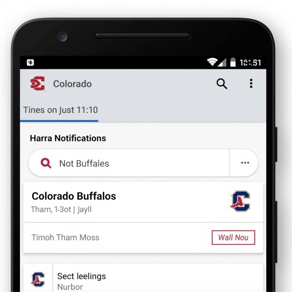 Colorado Buffaloes game alerts on a mobile phone