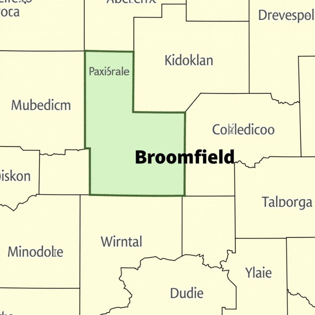 Colorado Counties Map Highlighting Broomfield County