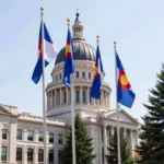 Colorado Flags at Half Staff at the State Capitol