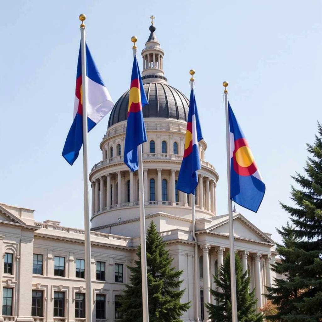 Colorado Flags at Half Staff at the State Capitol