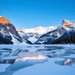 Snowy mountain peaks in Colorado during January