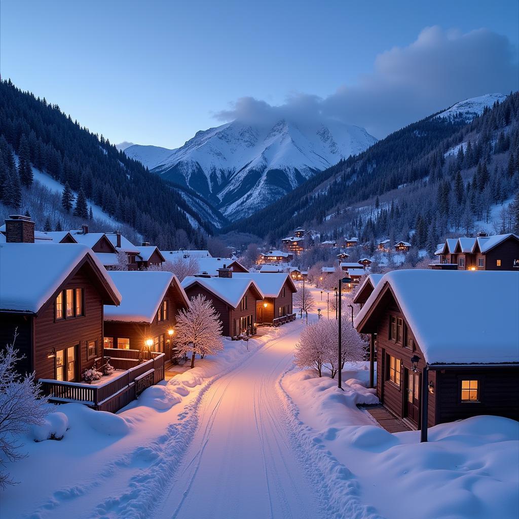 Colorado Mountain Town in Snow