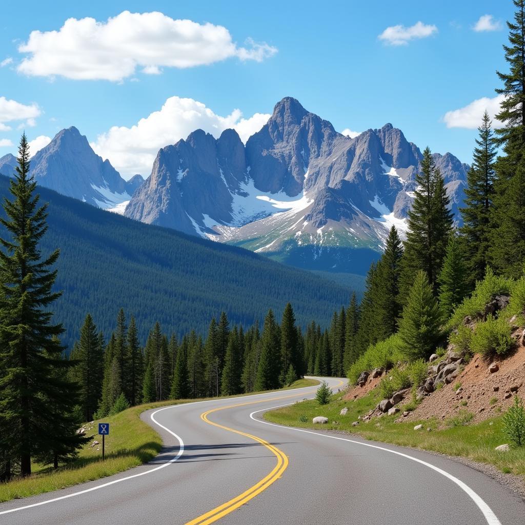 Scenic drive through the Colorado Rocky Mountains.