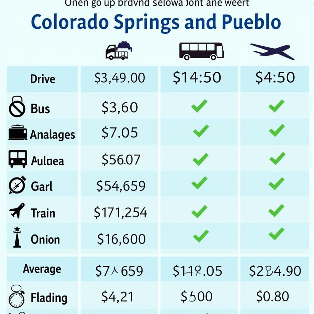 Various transportation options between Colorado Springs and Pueblo