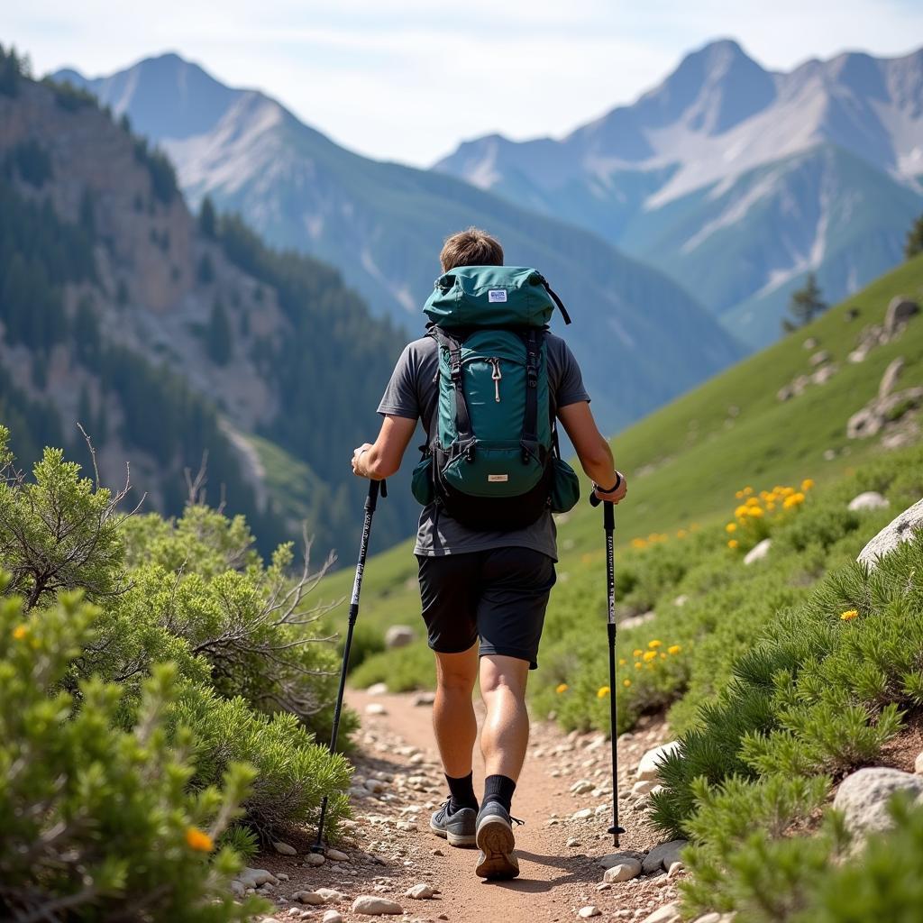 Hiker with backpack trekking along the scenic Colorado Trail