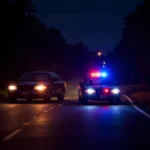 Police Stopping Car with Illegal Colored Headlights