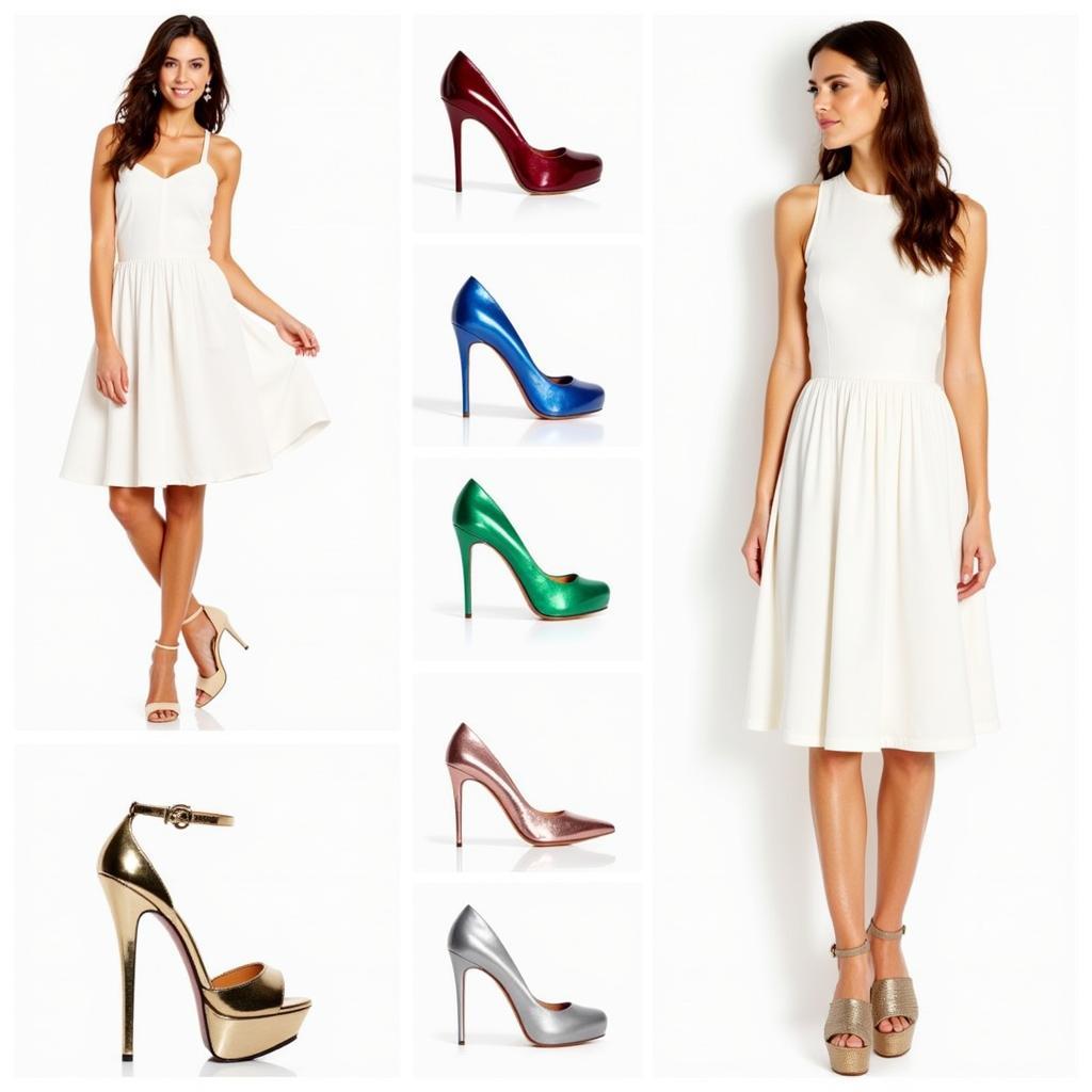 Colorful Heels Paired with a White Dress