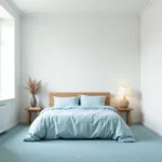 Cool Blue Carpet in a Serene Bedroom