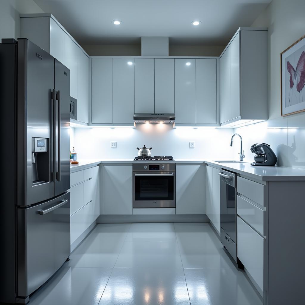 Bright Cool White Lighting in a Modern Kitchen