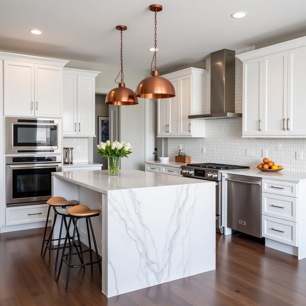 Modern Kitchen with Copper and White