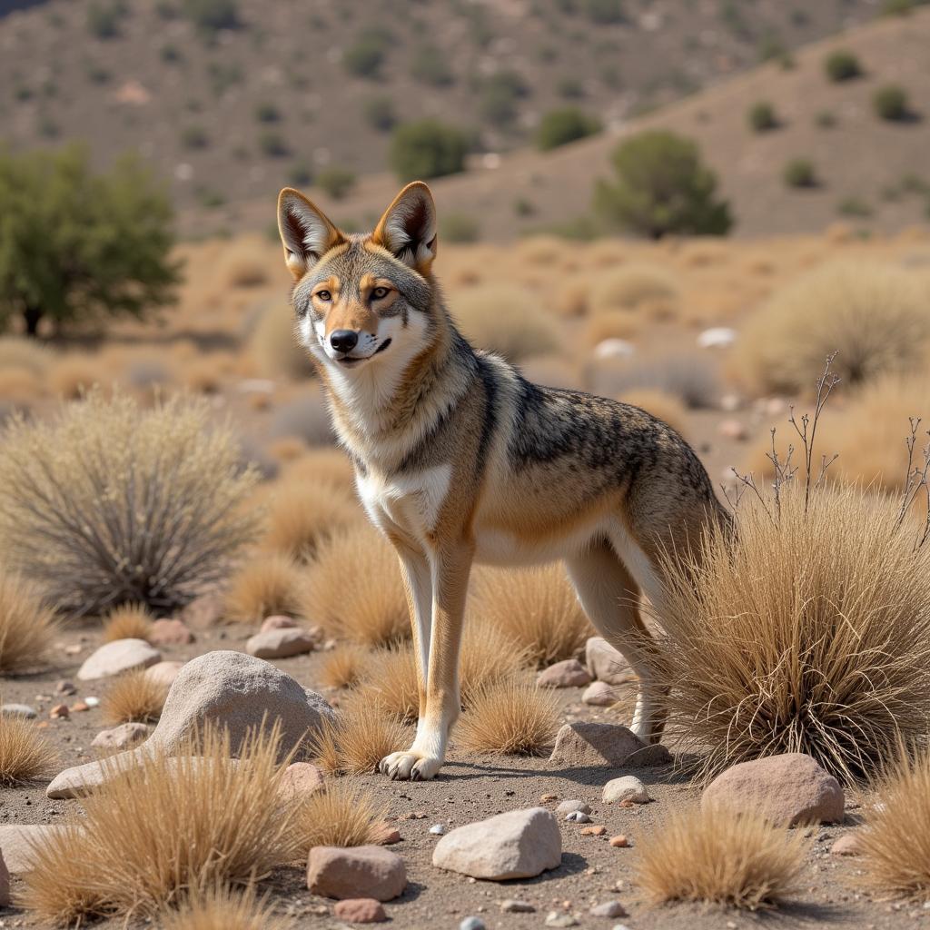 Coyote Camouflage in Desert Environment