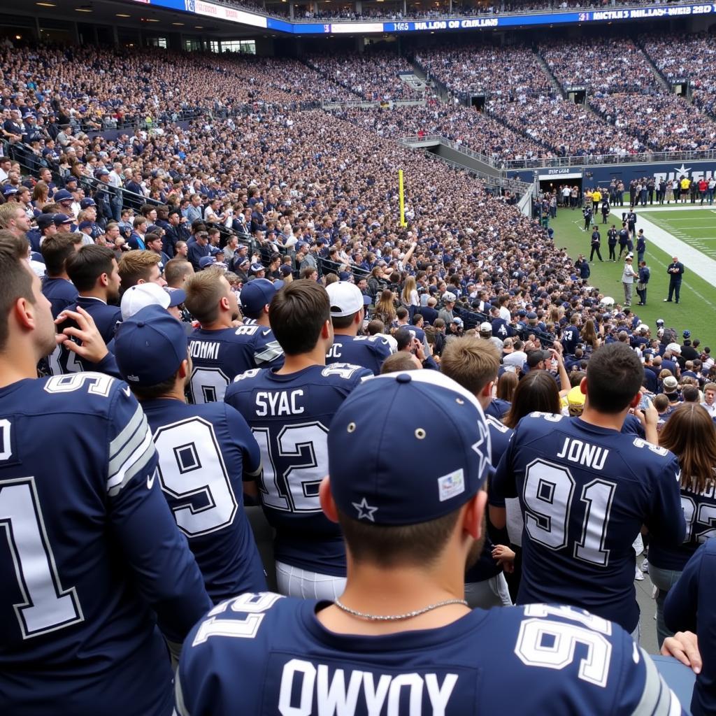 Fans wearing Dallas Cowboys merchandise