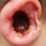 Dark Brown Earwax Indicating a Possible Ear Infection