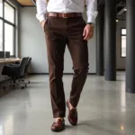 Dark Brown Pants and White Shirt Outfit Inspiration