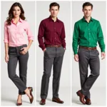 Dark Grey Pants and Colored Shirts Combinations