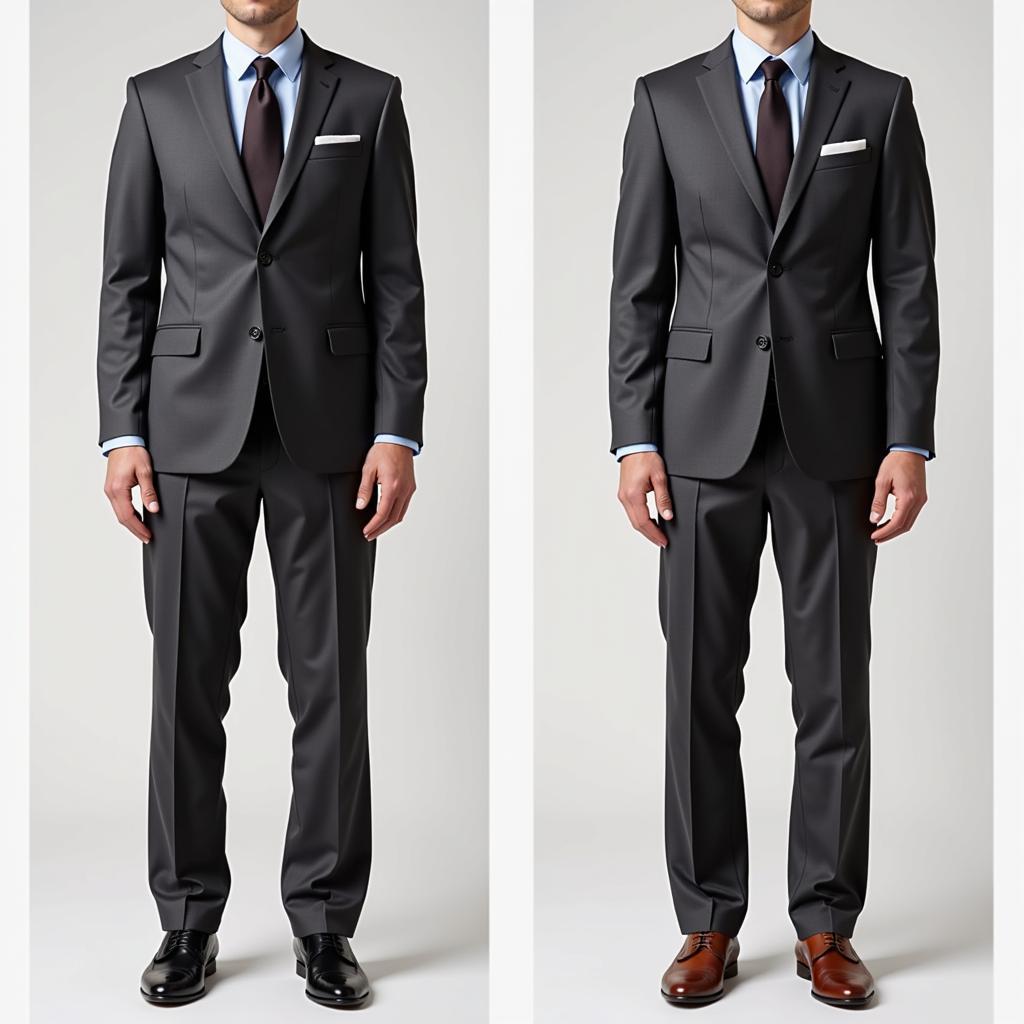 Dark Grey Suit with Black and Brown Shoes