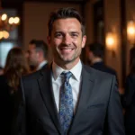 Dark Grey Suit with Patterned Tie for a Social Event