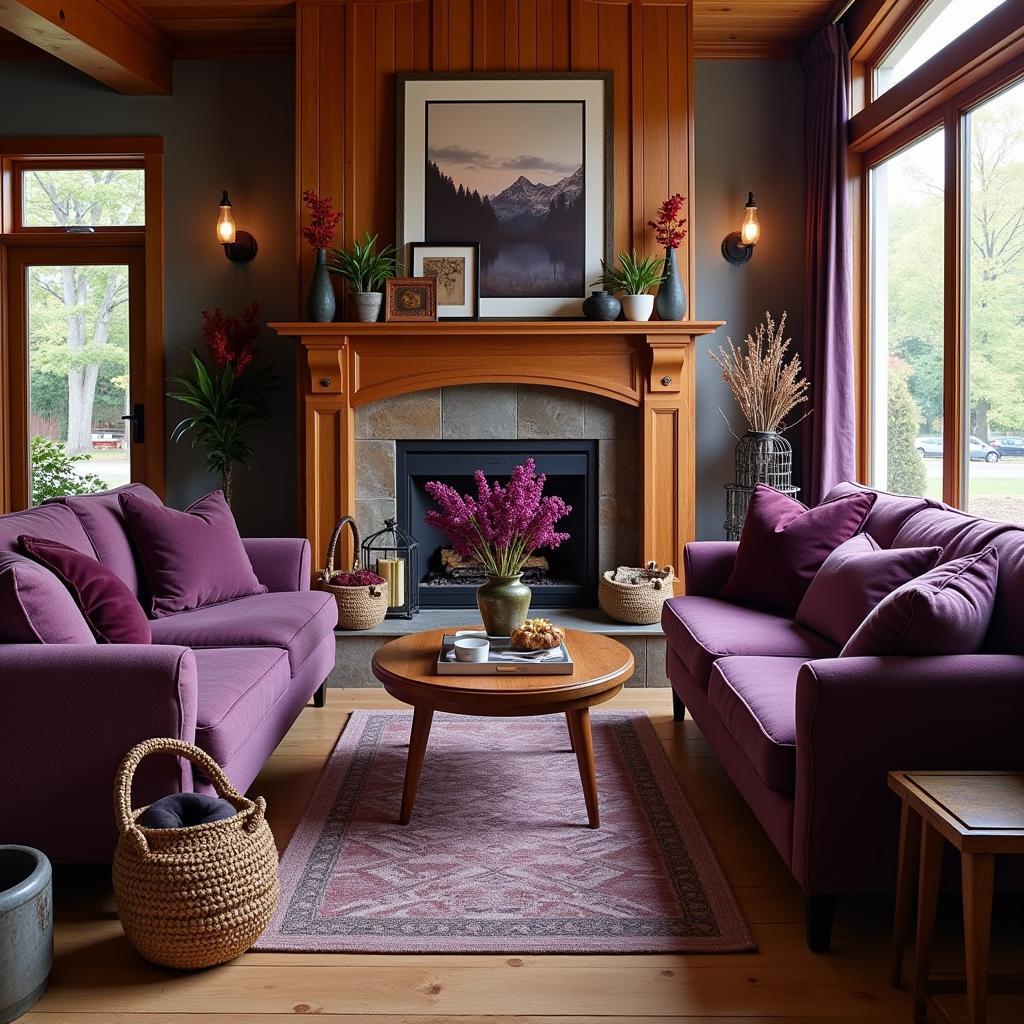 Dark Purple Accents in a Fall Living Room