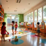 Children engaging in interactive play at De Colores daycare