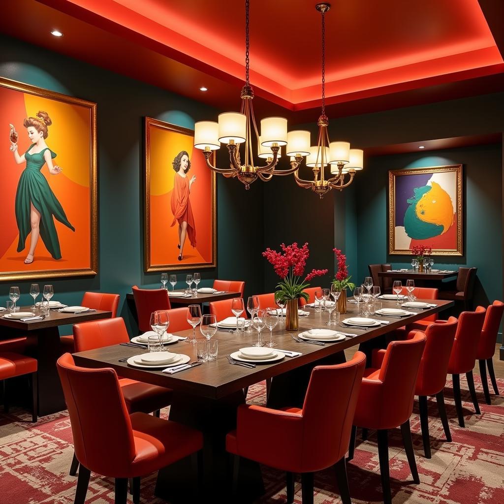 Private dining room at De Colores Restaurant featuring a custom color scheme.