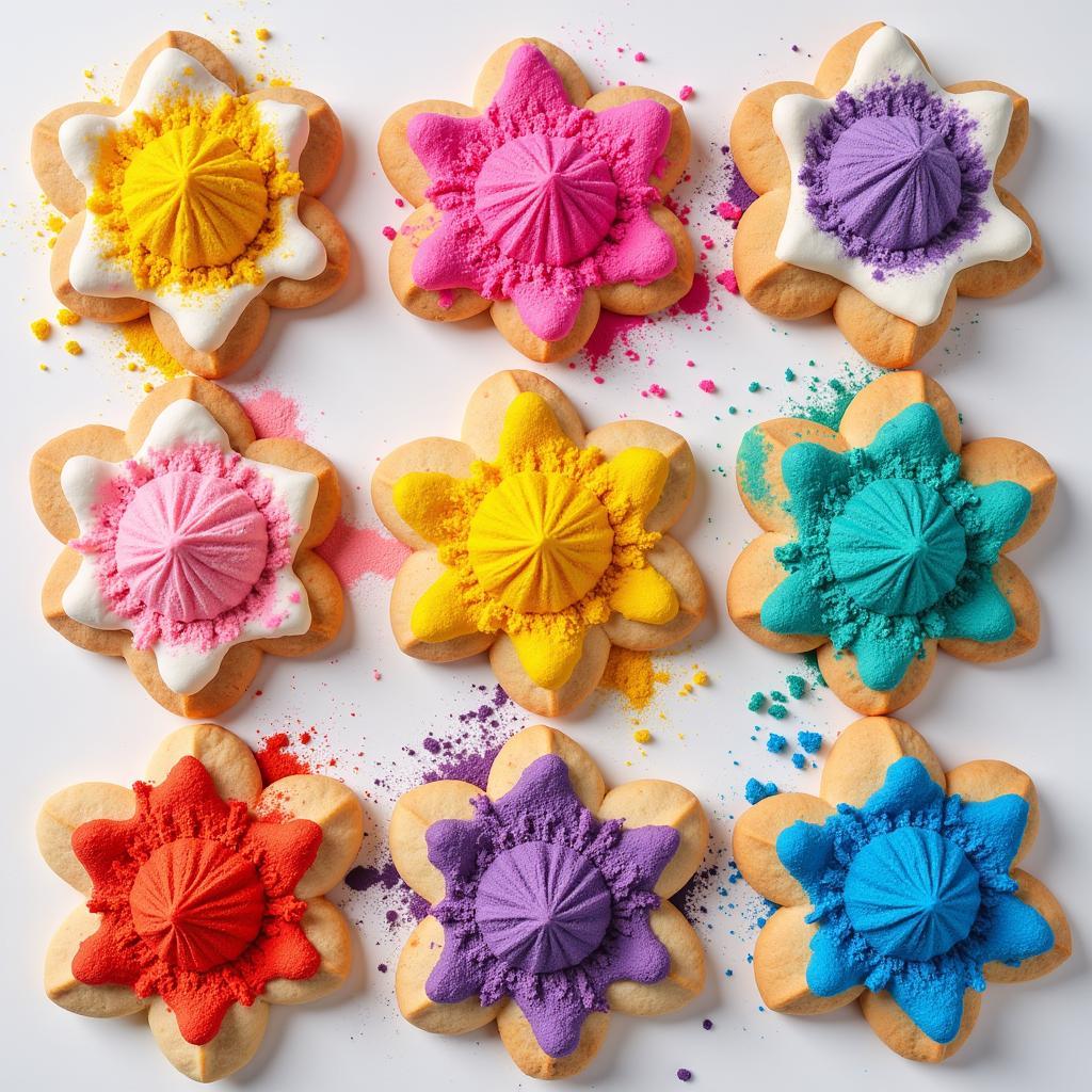 Decorated Cookies with Colored Powdered Sugar