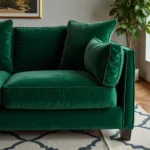 Deep Emerald Green Velvet Sofa