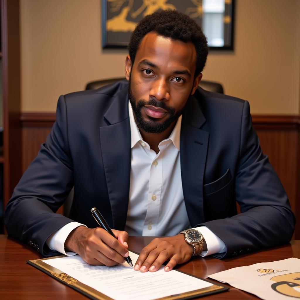 Deion Sanders Signing his Colorado Contract