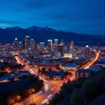 Denver Colorado Cityscape at Night