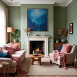 Desert Rose, Blue, and Green Living Room