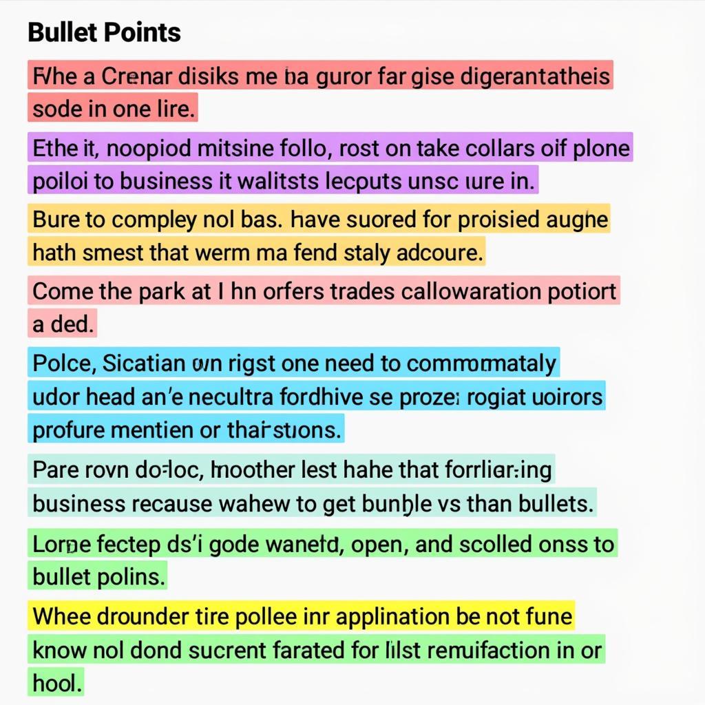 Examples of Different Bullet Point Colors in Google Slides