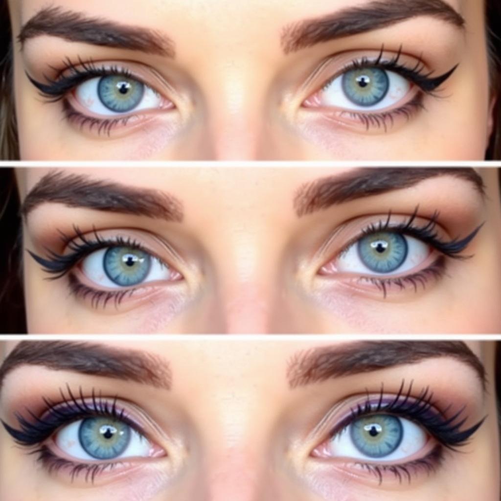 Various eyeliner shades enhancing different blue eye colors