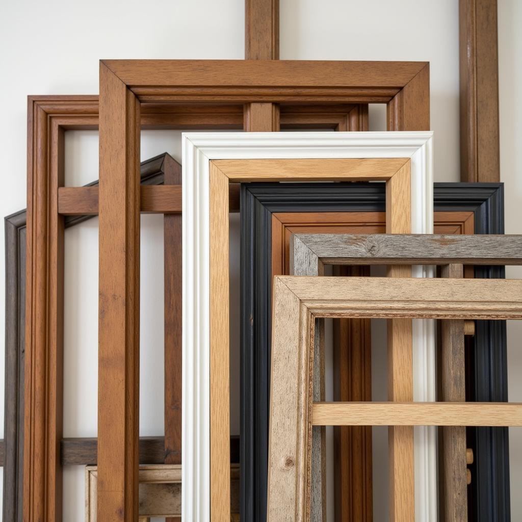 Different frame materials and finishes for various artworks