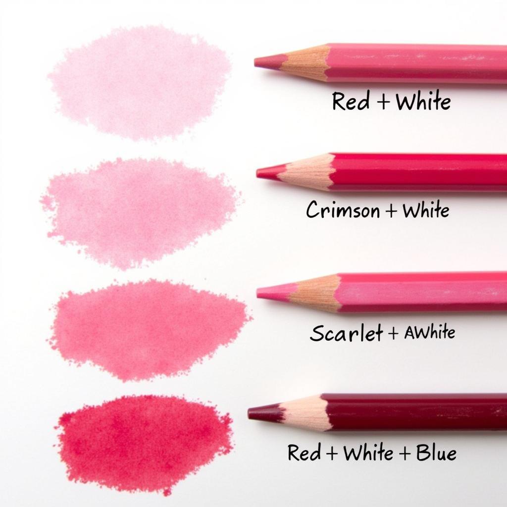 Different Pink Shades Colored Pencil Chart