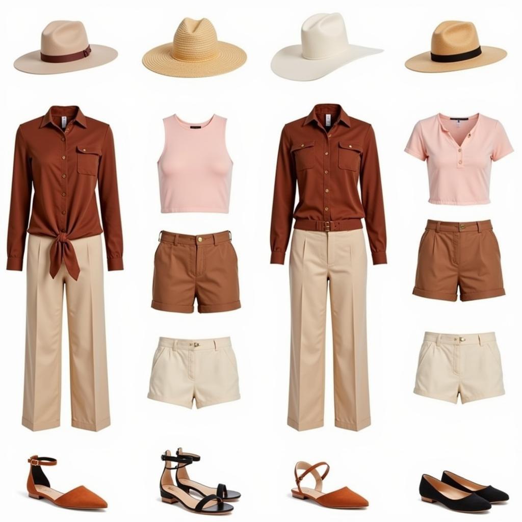 Different shades of brown shorts and color combinations