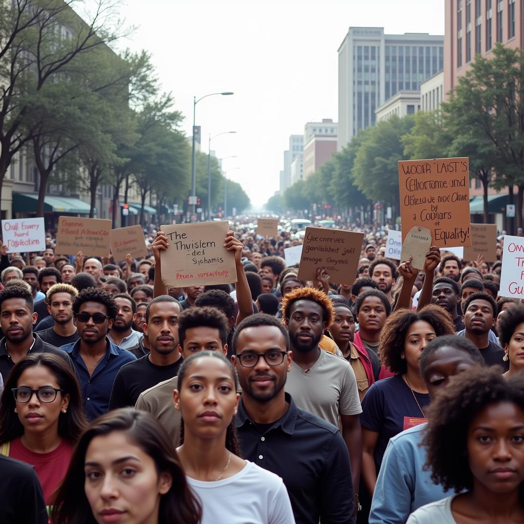 Diverse Crowd Marching for Civil Rights