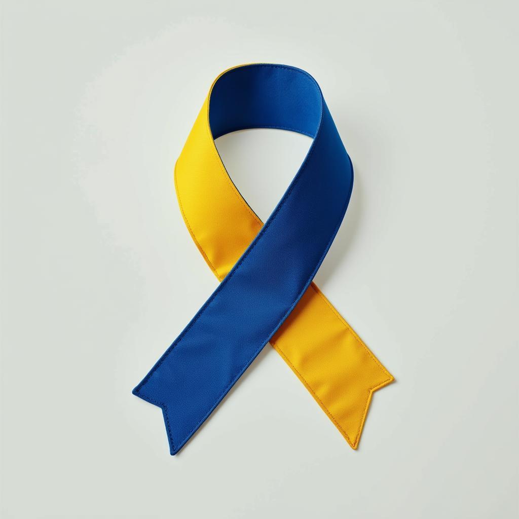 Down Syndrome Awareness Ribbon: Blue and Yellow