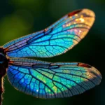 Iridescent dragonfly wings shimmering in the sunlight