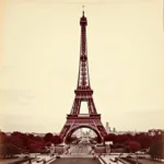 Eiffel Tower's Original Reddish-Brown Color in 1889