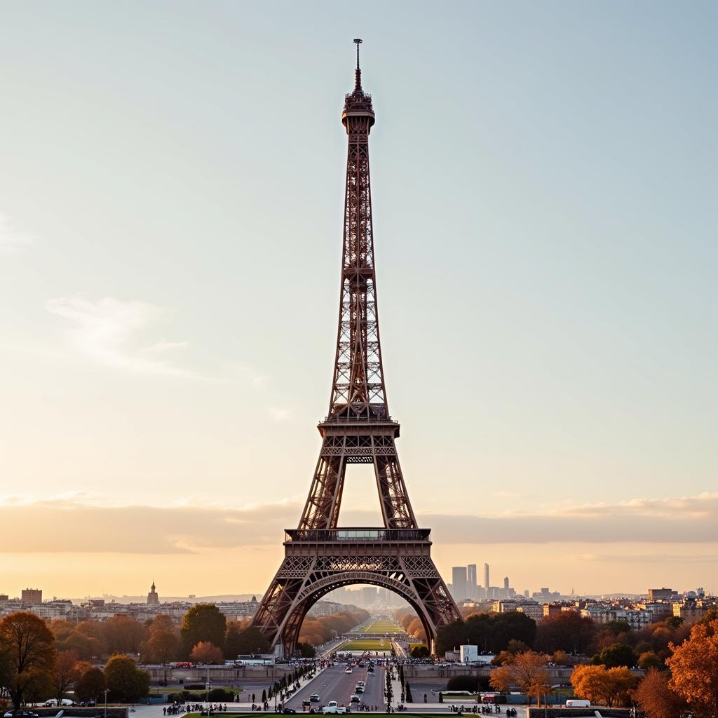 The Eiffel Tower's Three-Tone Brown Gradient Against the Sky