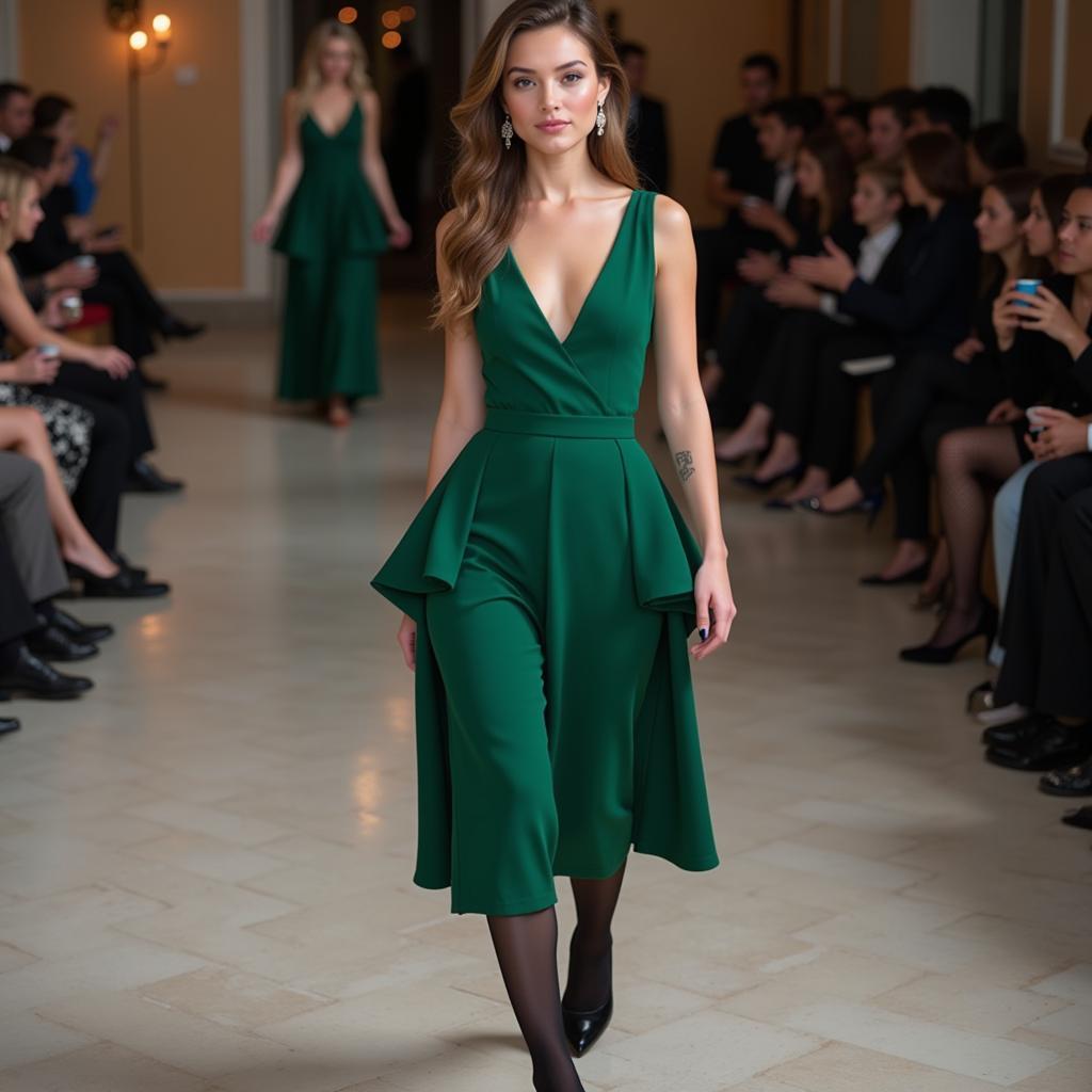 Emerald Green Dress with Black Tights