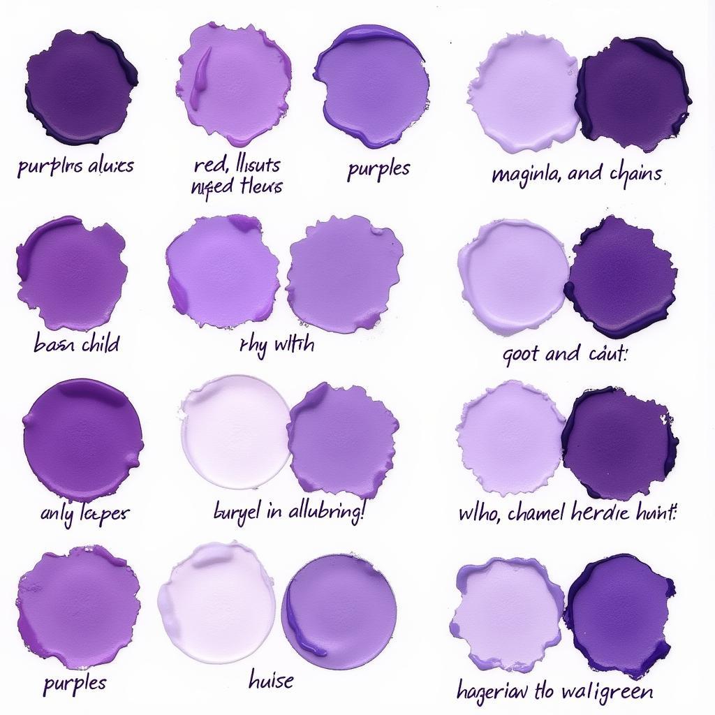 A Wide Range of Purple Hues Created Using Different Color Combinations and Techniques