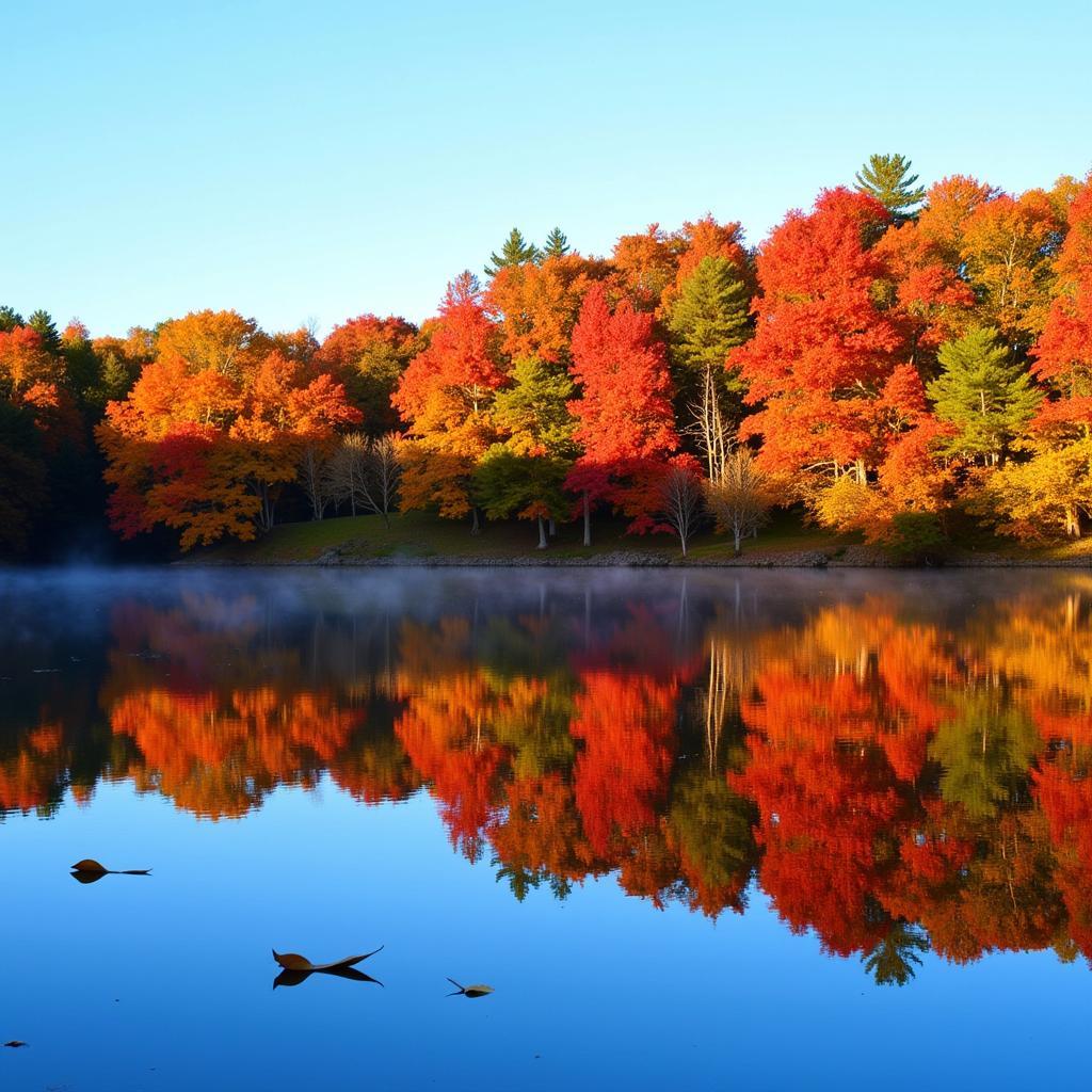 Fall Colors Reflected in a Massachusetts Lake