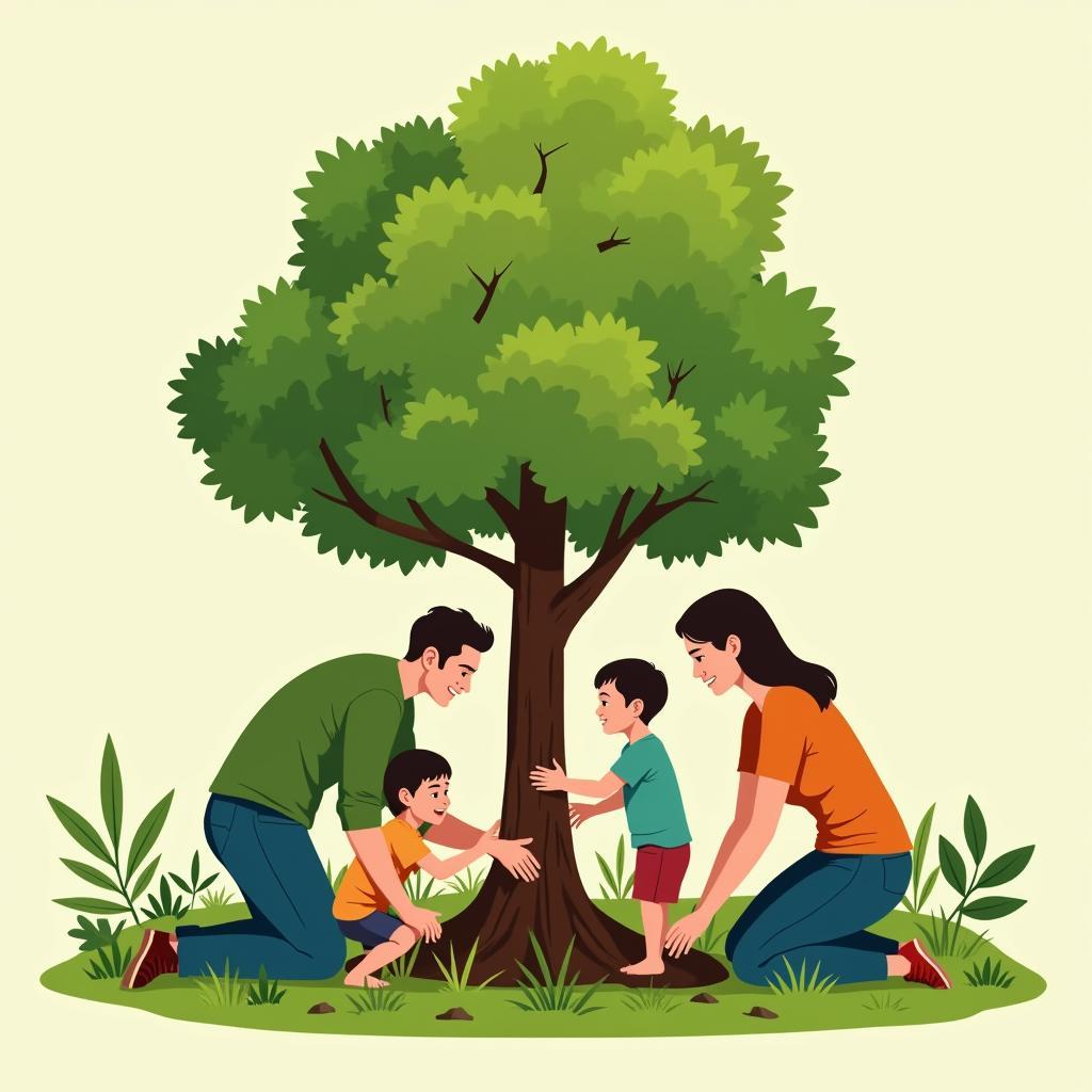 Family Symbolized by Green: Growth, Harmony, and Nurturing