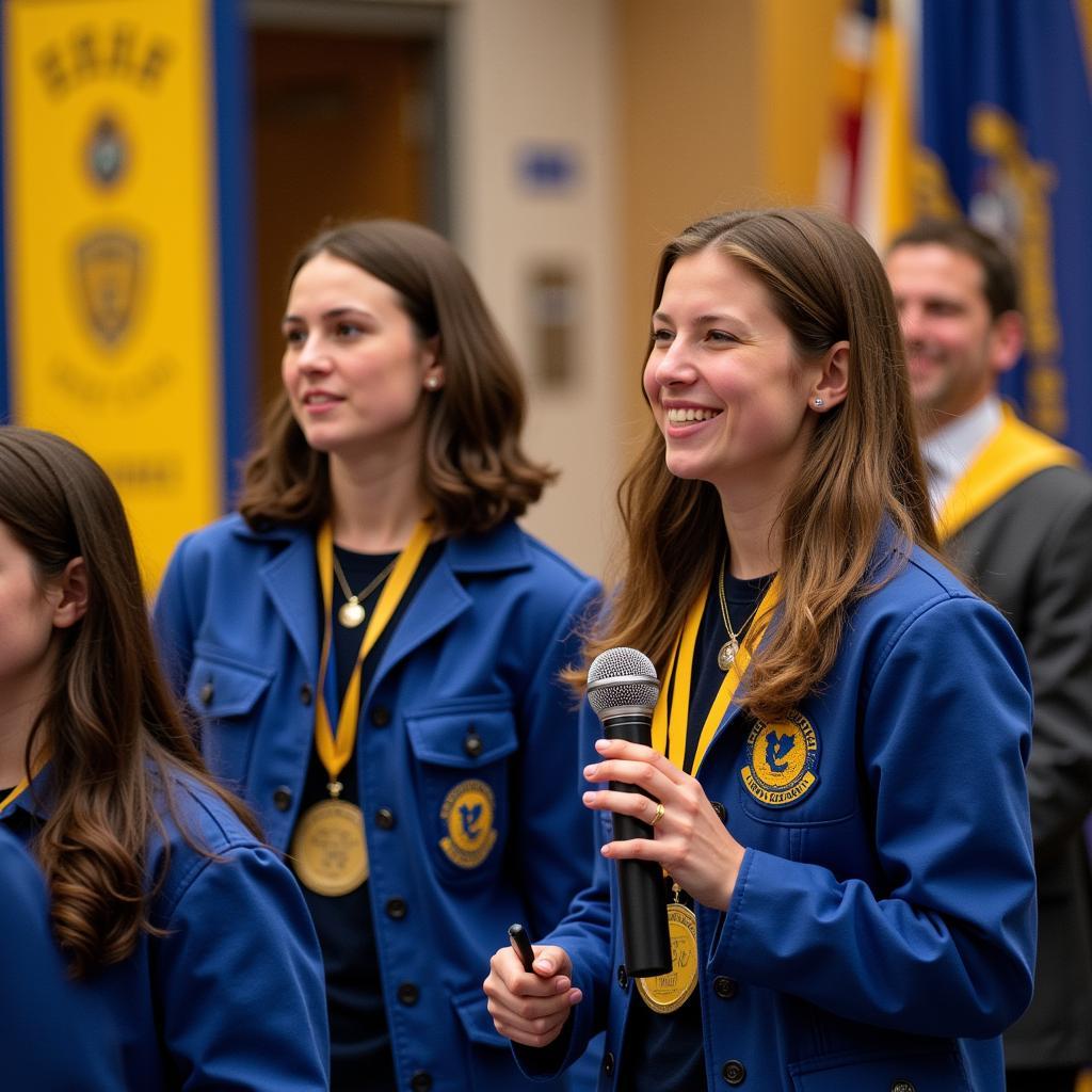 FFA Colors Displayed Prominently During a Ceremony