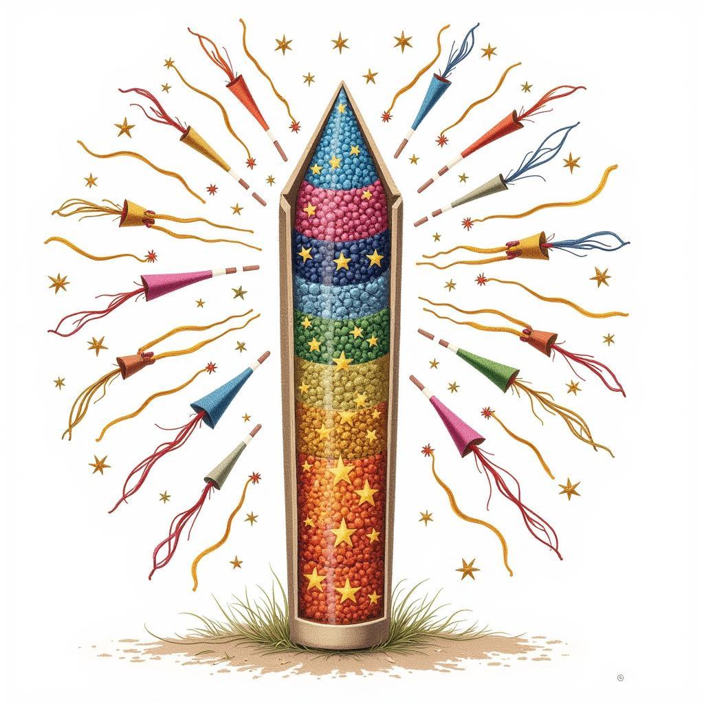 Cross-Section of a Firework Shell Showing the Arrangement of Different Color Stars