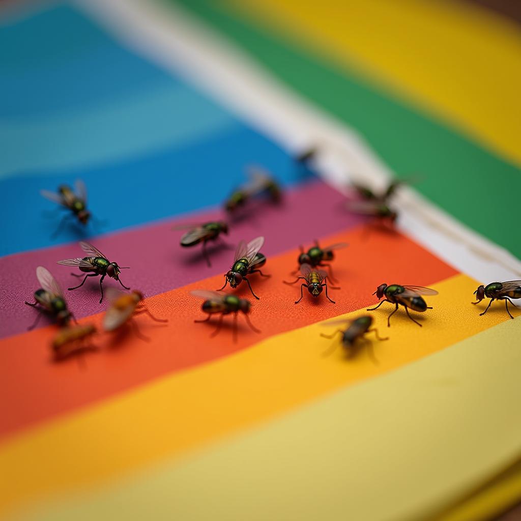 Flies attracted to different colors