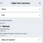 Using a flight time calculator to determine travel duration.