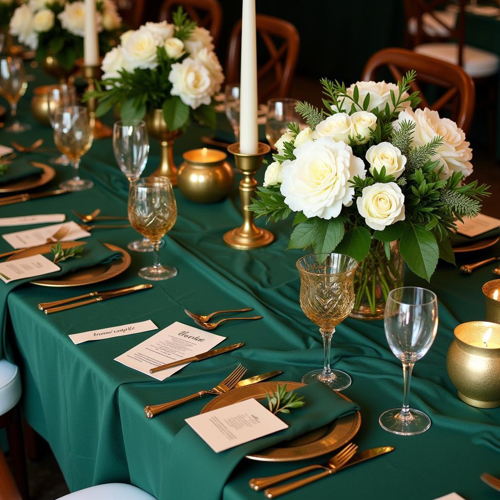 Forest Green and Gold Wedding Decor